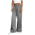 thumbnail image 5 of FRSASU Women's Baggy Wide Leg Pants Casual Drawstring Elastic Waisted Barrel Pants Solid Color Workout Track Pants Gray, 5 of 8