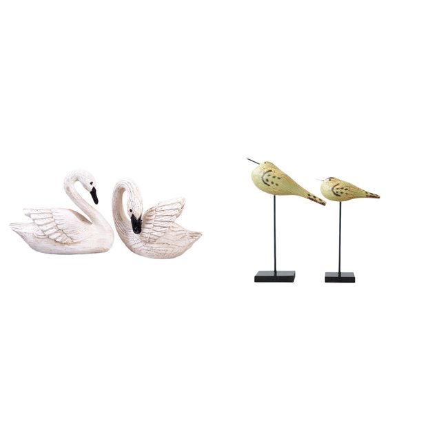 Estatua de cisne de resina, figura decorativa de ave, adorno de madera, escultura de animal realista, artesanía artística, ideal para regalar, decorac