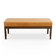 thumbnail image 1 of Kimberly Banc Rembourré en Cuir Véritable Style Mid-Century Moderne en Tan Foncé, 1 of 7