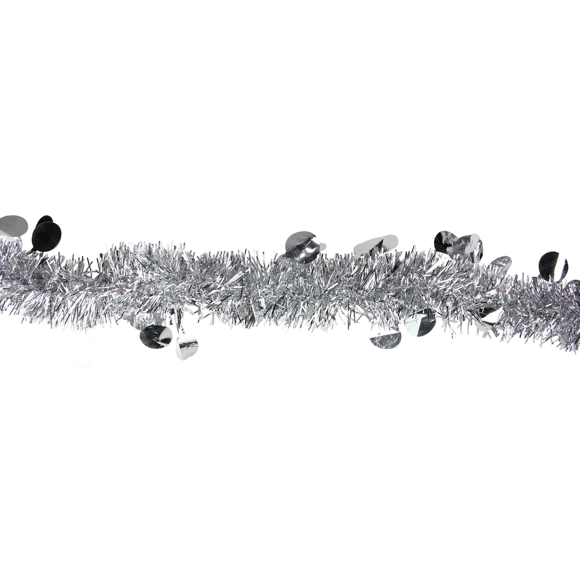 50' Festive Silver Christmas Tinsel Garland with Holographic Polka Dots - Unlit - 5 Ply