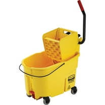 Rubbermaid Commercial WaveBrake 2.0 Bucket/Wringer Combos, Side-Press, 44 qt, Plastic, Yellow -RCPFG618688YEL