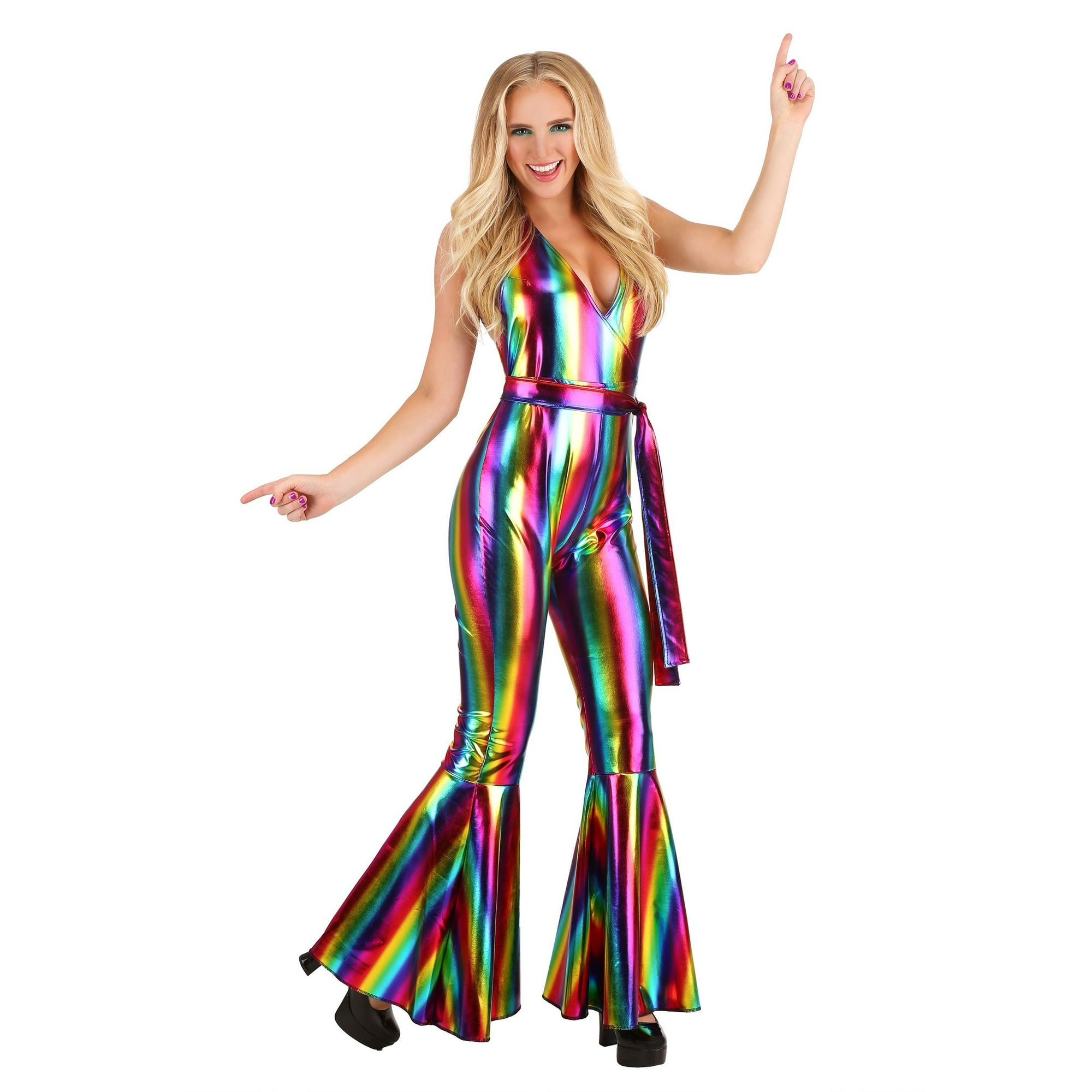 Fun Costumes Women s Rainbow Rave Disco Costume Multicolour M