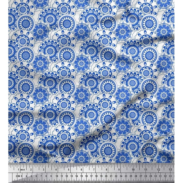 Soimoi Rayon Fabric Circle & Mandala Printed Craft Fabric by the Yard 42 Inch Wide