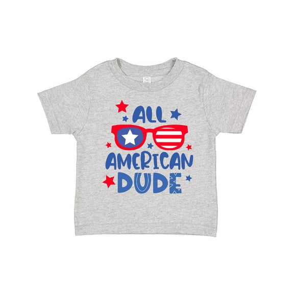 Inktastic 4th of July All American Dude with Red and Blue Glasses Boys Toddler T-Shirt