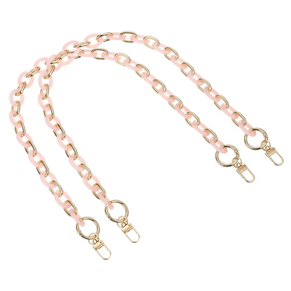 2Pack 24 Inch Acrylic Purse Chain Handle Purse with Buckles (Light Pink Gold)