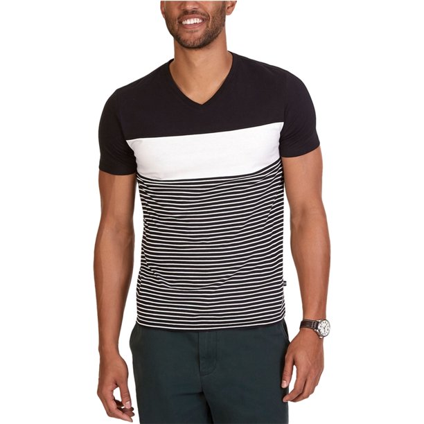 Camiseta gráfica Nautica para hombre ajustada con rayas color negro XX-Large