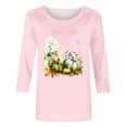 thumbnail image 5 of QIPOPIQ Hauts pour Femmes Manches 3/4 Col Rond Blouses Décontractées Amples en Solde, 5 of 5