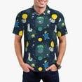 thumbnail image 3 of Balery Space and Animals Printed Men’s Short Sleeve Polo Shirt, Midweight Men's Shirt,Golf Polo shirts -Medium, 3 of 9