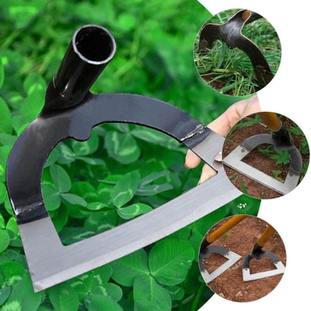 SHAOSZC Efficient and powerful stainless steel scuffle hoe for heavy duty gardening and farming. Robust hand hoe for weeding tilling soil and chopping. Perfect tool for landscaping and