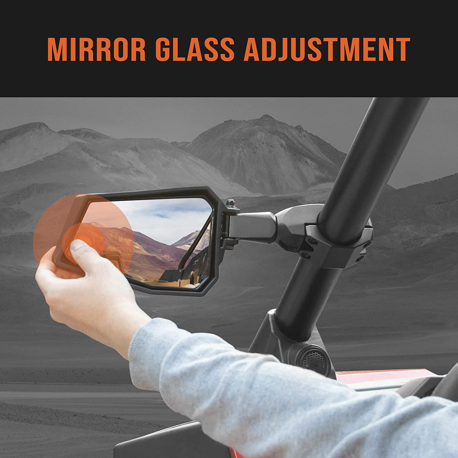 KEMIMOTO UTV Rear View Mirror – 360° Adjustable For Polaris RZR & General 1000 (Fits 1.75" Roll Bar)