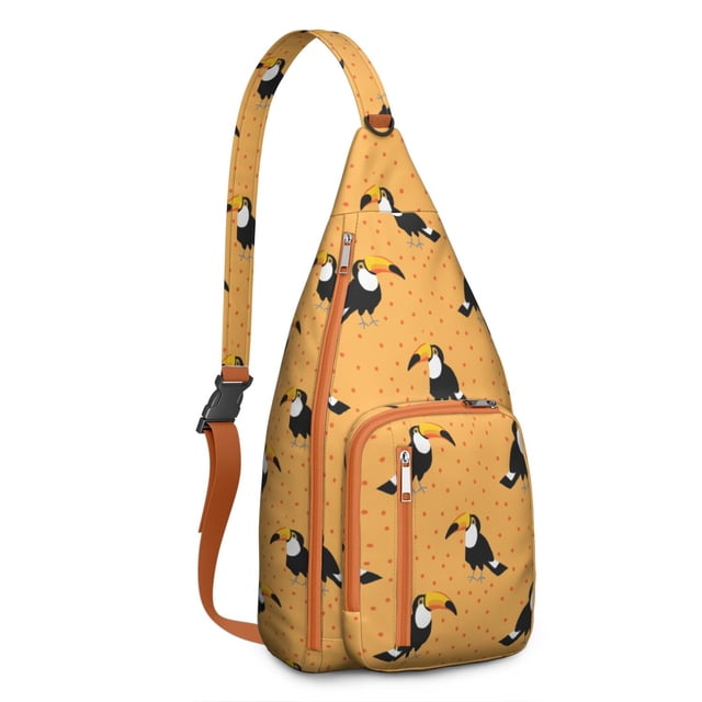 Hummingbird Hiking Sling - Colorful Bird Pattern Shoulder Backpack, Durable Layered Storage for Outdoor Adventures & Cycling