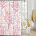 thumbnail image 4 of Fabric Shower Curtain, Summer Ocean Pink and Gray Coral Bathroom Curtain with 12 Hooks Waterproof No Bad Odor Machine Washable Bath Curtains for Bathroom, Spa Room, Background Cloth, 66"x72", 4 of 6