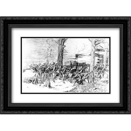 Civil War Battle Scene 2x Matted 24x18 Black Ornate Framed Art Print by Remington,