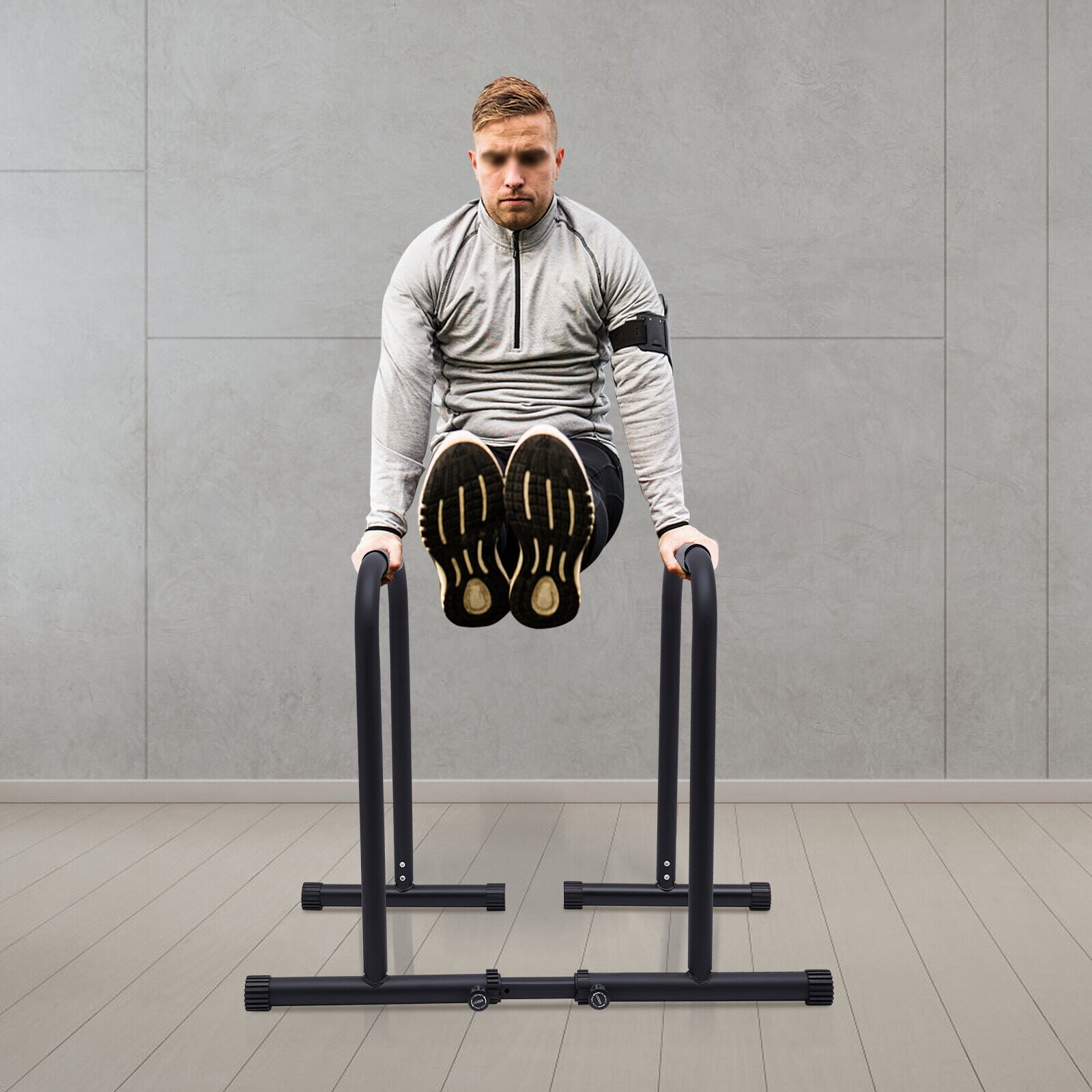 HiKaRiGuMi Removable Dip Bar  Split Single and Double Bars with Anti-slip Foot Pad for Pull-ups, Push-ups, V-shaped Sitting Postures, Folding, Knee Hugging