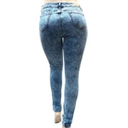 Jack David Womens Plus Size Stretch Distressed Ripped Blue Skinny Denim Jeans Pants