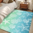 thumbnail image 5 of Marine Life Washable Area Rugs 2.7'x5', Starfish Shell Coral Gradient Blue Green Ocean Low Pile Throw Living Room Rug Non-Slip Sturdy Edge Binding Carpet for Indoor Entryway Bedside Kitchen, 5 of 9