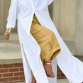thumbnail image 4 of QATAINLAV Spring Savings! Pleated Pants for Women High Waisted Wide Leg Cropped Trousers Solid Color Casual Flowy Loose Palazzo Pants with Pockets Yellow L, 4 of 10