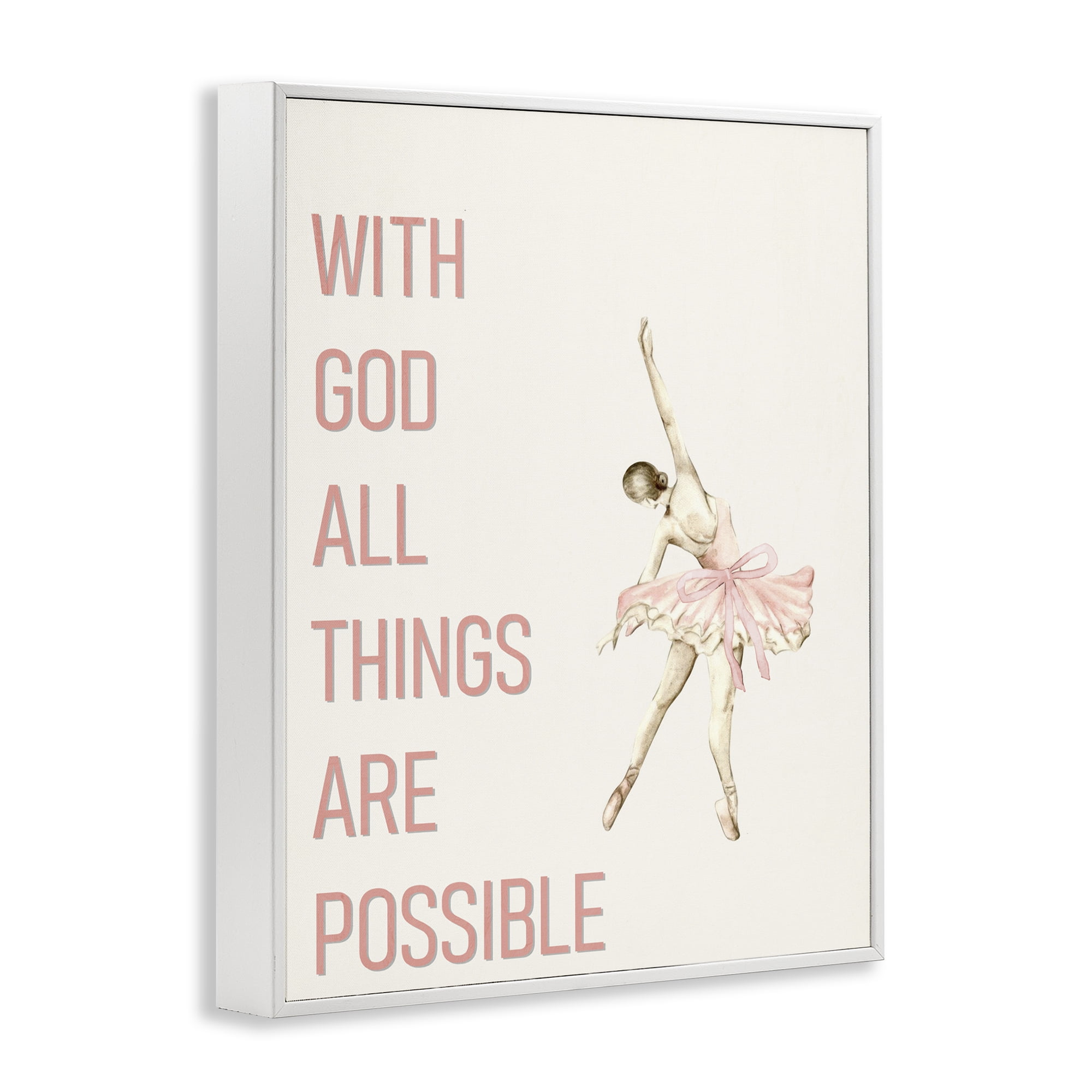 All Things Possible Ballerina White Framed Giclee Art, design by Kim Allen