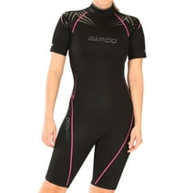 Rapido Boutique Collection Women's Equator Superior Flex Stretch Neoprene Wetsuit Shorty Scuba Snorkeling Surf Suit, BK-Pink - 06