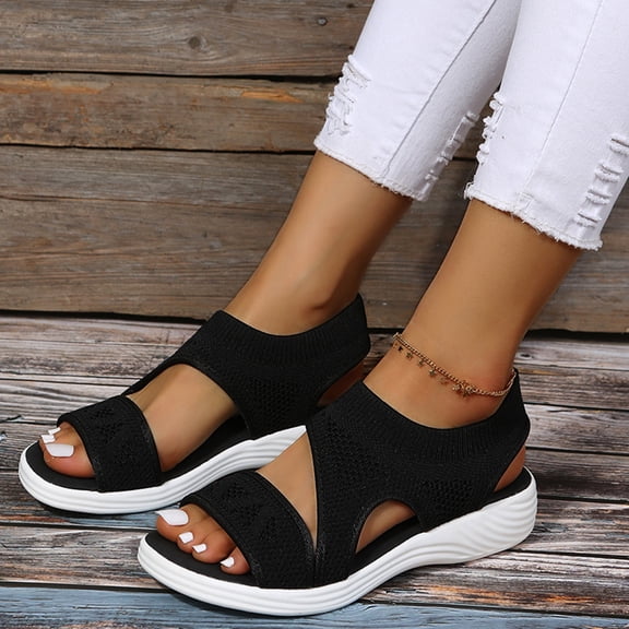 YOUYEDIAN Orthopedic Sandals for Women Beach Open Toe Arch Support Shoes Summer Comfy Non Slip Slip on Wide Slippers