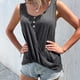 thumbnail image 2 of Blusa sin mangas con botones torcidos Cuello redondo Camisa sin mangas con dobladillo torcido para verano Gris oscuro XL, 2 of 7