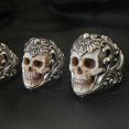 thumbnail image 3 of Vintage Polish Floral Armor Antler Skull Ring, 3 of 5