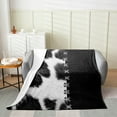 thumbnail image 2 of Cowhide Blanket Man,White Black Cow Throw Blanket 30x40 Inch,Farmhouse Animal Fleece Blanket Warm,Chic Cow Hair Skin Fuzzy Blanket for Living Room, 2 of 4