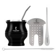 thumbnail image 1 of Cuopru Yerba Mate Cup - Juego de calabaza mate incluye taza de t&eacute; de acero inoxidable de doble pared, juego de moldeador de t&eacute;, pajitas para bombillas, cepillo para polvo de limp, 1 of 6