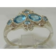 thumbnail image 4 of 925 Sterling Silver Natural Blue Topaz Womens Cluster Ring - Size 10.75, 4 of 6