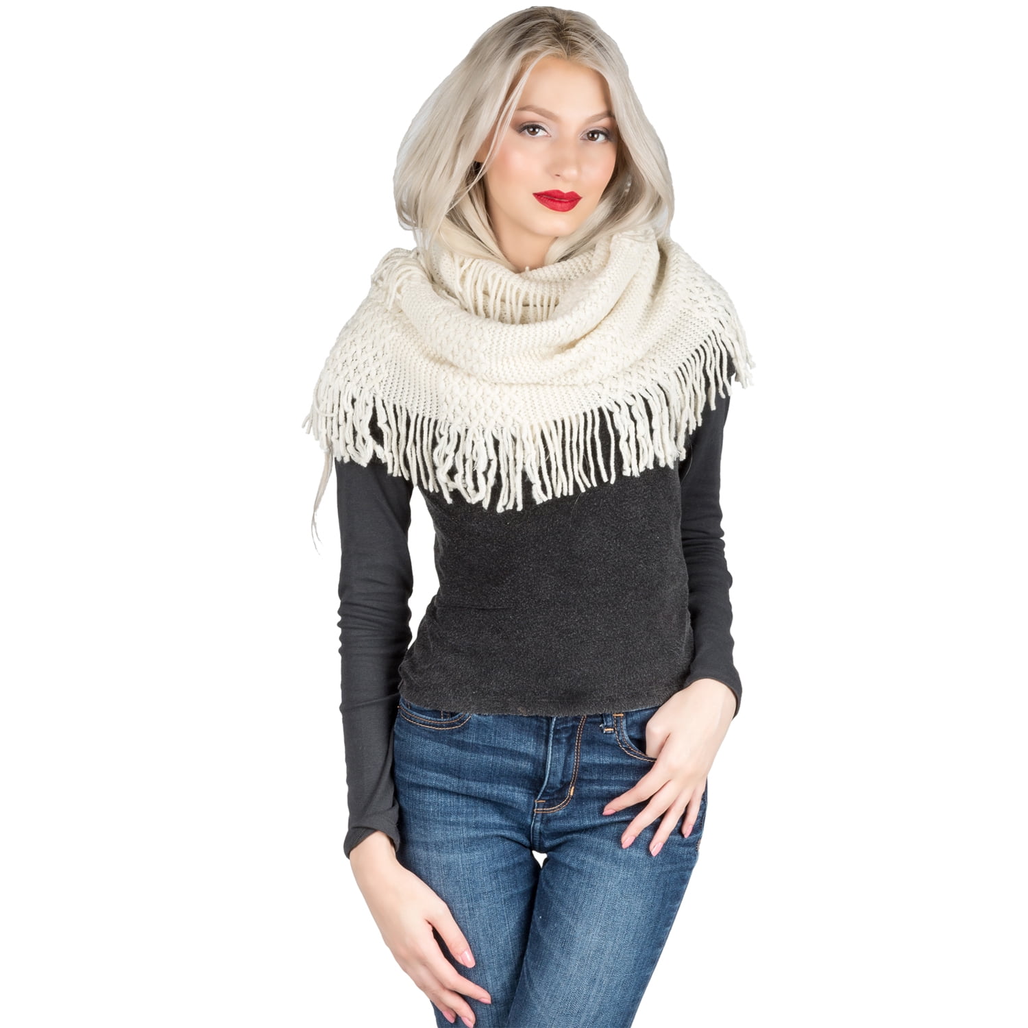 Women's Melinda Warm and Cozy Knitted Beanie and Soft Plush Infinity Scarf Bundle
