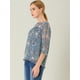 thumbnail image 4 of BluCasual De GaCon Estampado Floral De Man3/4 Con Volantes PaMujer Gris azul S, 4 of 6