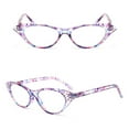 thumbnail image 3 of Women Classic Purple Cat Eye Reading Glasses HD Spring Hinge Presbyopia Glasses Ladies Plastic Readers +1.00 with Pouch, 3 of 5