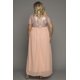 thumbnail image 1 of ABPHQTO Vestido largo de malla de empalme de lentejuelas de manga corta rosa de talla grande para mujer, 1 of 5