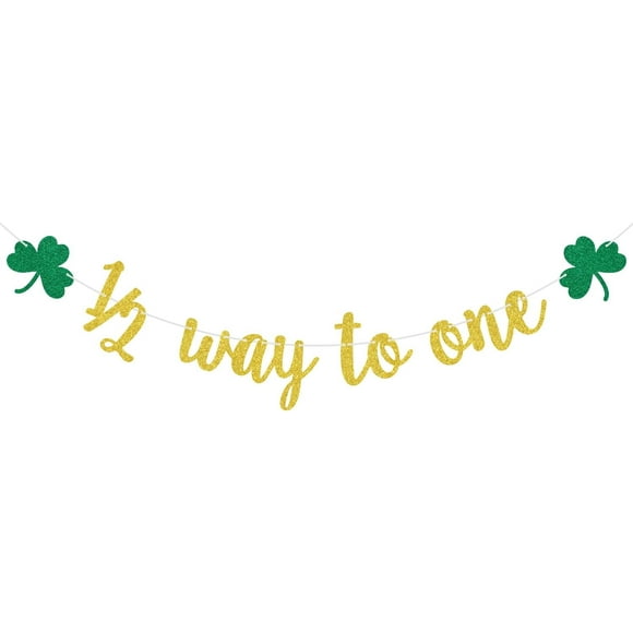 1/2 Way to One Banner, Clover Half Birthday Sign, Lucky 6 Months Bday, St.Patrick's Day 6 Months Birthday Party Decorations