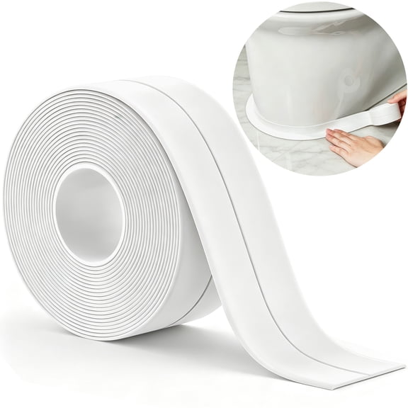 Waterproof Self Adhesive Sealing Caulk Tape, Flexible Sealant Strip for Bathroom, Toilet, Kitchen Countertop, Bathtub, Sink, White