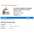 thumbnail image 2 of Fuel Pressure Regulator - Compatible with 1987 - 1991 Ford LTD Crown Victoria 5.0L V8 1988 1989 1990, 2 of 2