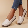 thumbnail image 4 of Women's Leather Penny Dress Loafers Classic Round Toe Slip On Soft Bottom Driving Work Flats Breathable Non Slip Walking Shoes Beige Size 9, 4 of 9