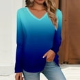 thumbnail image 2 of T Shirts For Women Comfortable Long Sleeve V Neck Shirts Lightweight Swea Fashion Tunic Tops Tshirts, 2 of 5