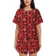 thumbnail image 1 of Fotbe Snowflakes On A Buffalo Plaid Conjunto de Pijama Estampado para Mujer, 2 Piezas, Ropa de Dormir con Camiseta de Manga Corta y Shorts Suaves-XX-Large, 1 of 6