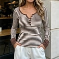 thumbnail image 5 of Enjoytime Fitted Shirts for Women Striped Button Long Sleeve Tops 2026 Fall Soft Slim Fit Business Casual Basic Tee, 5 of 6