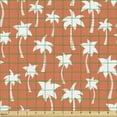 thumbnail image 2 of Ambesonne Exotic Fabric by the Yard Upholstery, Tropical Palm Tree Motifs, 2 Yards, Burnt Sienna White, 2 of 5