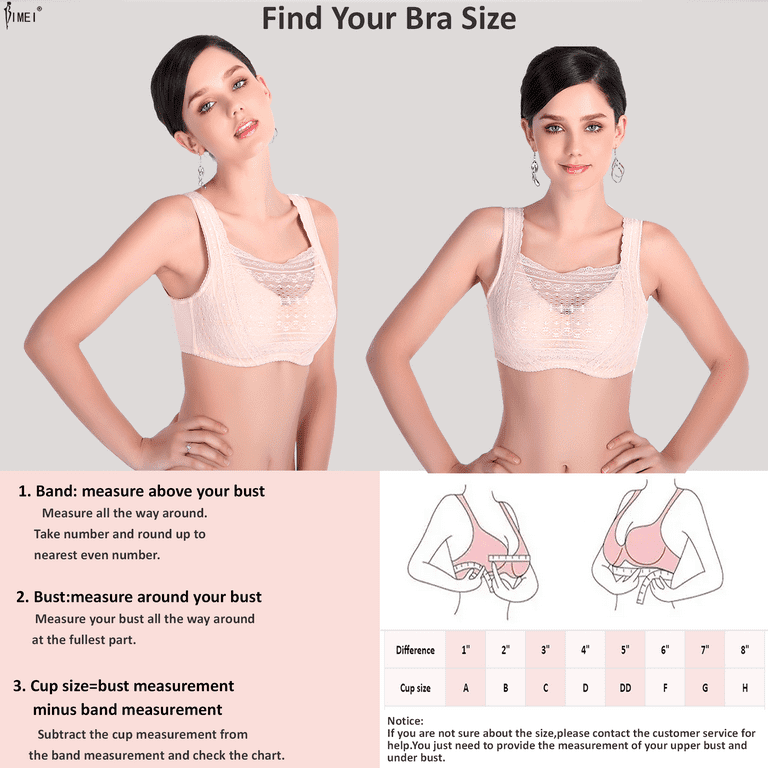 Exclare Everyday Bra Women's Plus Size Front Closure U-Back Underwire Wide  Strap(Beige,42DDD)