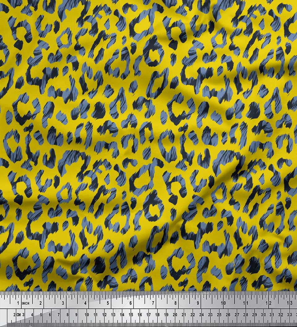 Soimoi Crepe Silk Fabric Leopard Animal Skin Print Fabric by The Yard ...