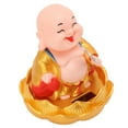 thumbnail image 4 of Estatua de Buda Solar con Cabeza Solar Maitreya, Adorno para Coche, Juguete para Sacudir la Cabeza, Ropa Dorada, 4 of 14
