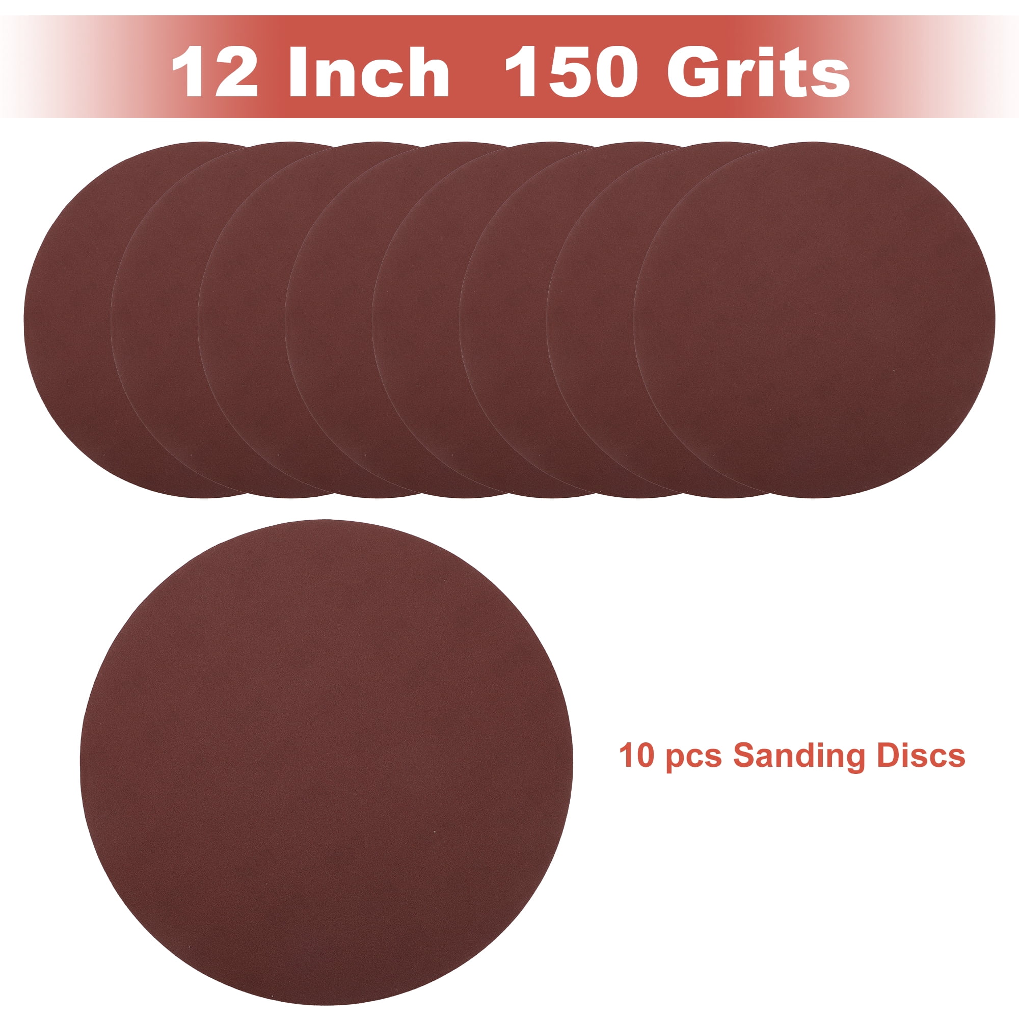 Unique Bargains 12 Inch Sanding Discs Round Hook and Loop Sandpaper 10 PCS 150 Grit