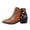 Brown, variant on Womens Ankle Boots Boho Floral Printed Patchwork Pointed Toe Fall Winter Side Zipper Block Heel Short Booties