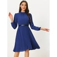 thumbnail image 3 of Unique Bargains Women's Work Shirt Dress Long Sleeve Pleated Midi Dresses S Royal Blue, 3 of 6