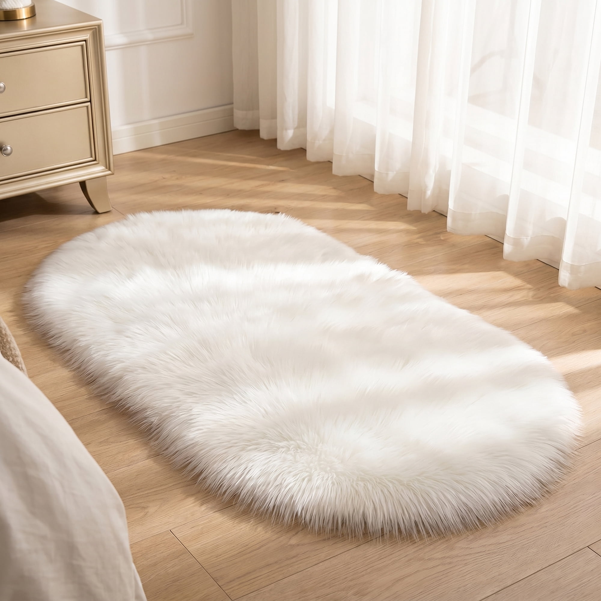 Unique Bargains Shaggy Area Rug Ultra Fluffy Non-Slip Fuzzy Carpet 32" x 20" White