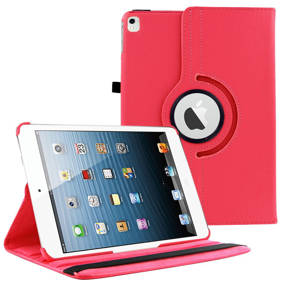 360-degree Swivel Leather Case FREE Clear Screen Protector for iPad Mini,Red 