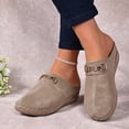 thumbnail image 3 of Wedge Suede Clogs for Women Retro Closed Toe Mules Comfortable Dress Slides Soft Soled Backless Platform Sandals Brown Size 9, 3 of 7